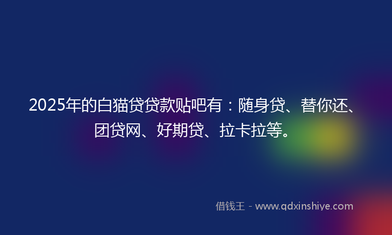 2025年的白猫贷贷款贴吧有：随身贷、替你还、团贷网、好期贷、拉卡拉等。