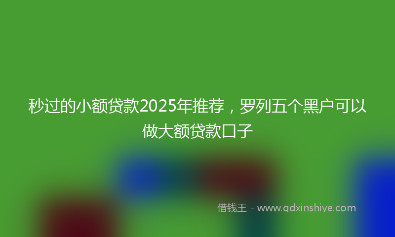 秒过的小额贷款2025年推荐，罗列五个黑户可以做大额贷款口子