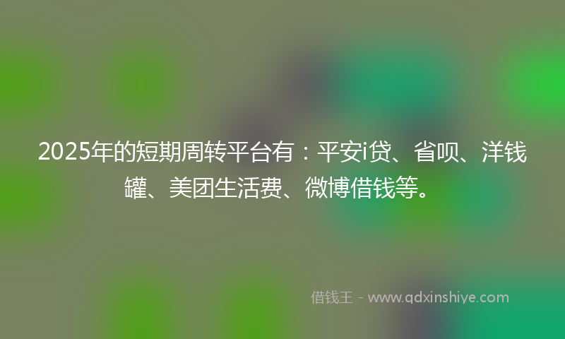 2025年的短期周转平台有：平安i贷、省呗、洋钱罐、美团生活费、微博借钱等。