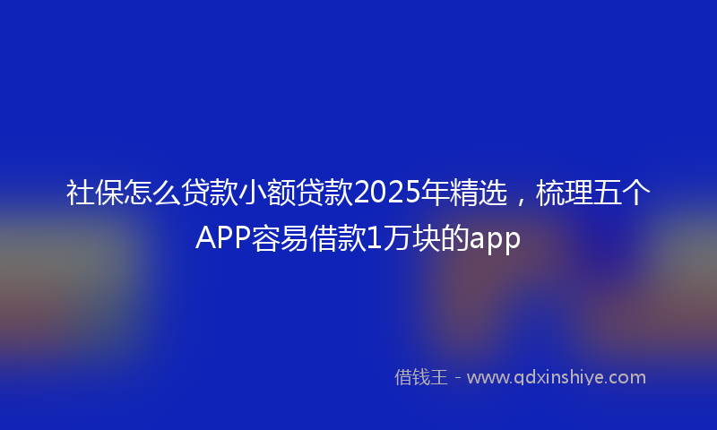社保怎么贷款小额贷款2025年精选，梳理五个APP容易借款1万块的app