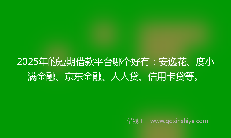 2025年的短期借款平台哪个好有：安逸花、度小满金融、京东金融、人人贷、信用卡贷等。