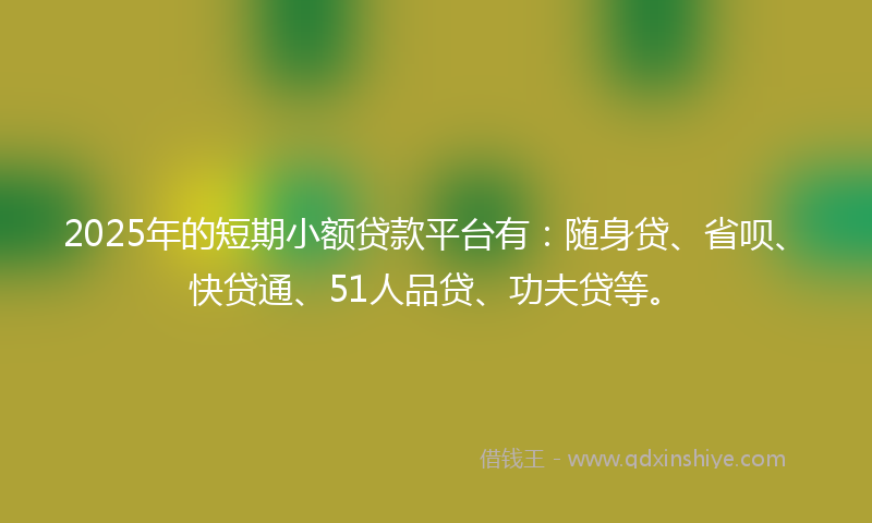 2025年的短期小额贷款平台有:随身贷、省呗、快贷通、51人品贷、功夫贷等。