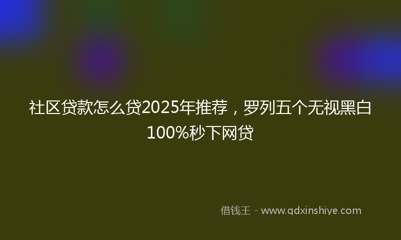社区贷款怎么贷2025年推荐，罗列五个无视黑白100%秒下网贷