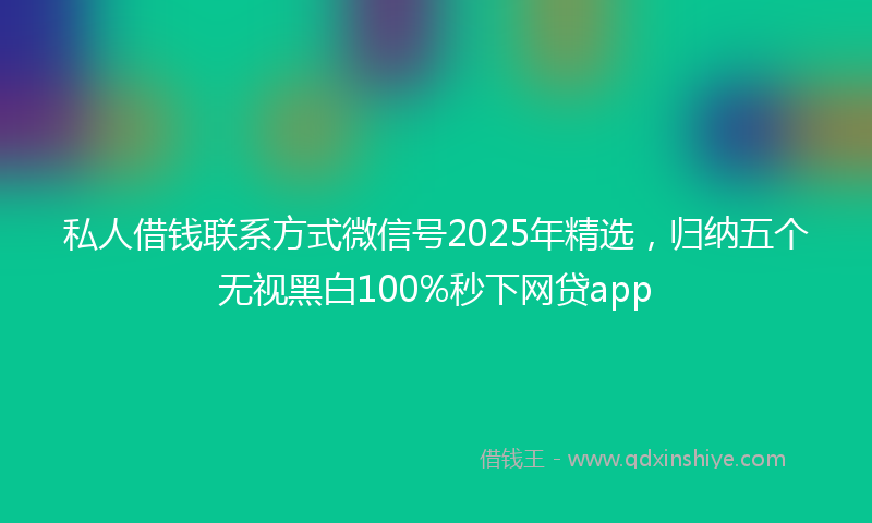 私人借钱联系方式微信号2025年精选，归纳五个无视黑白100%秒下网贷app