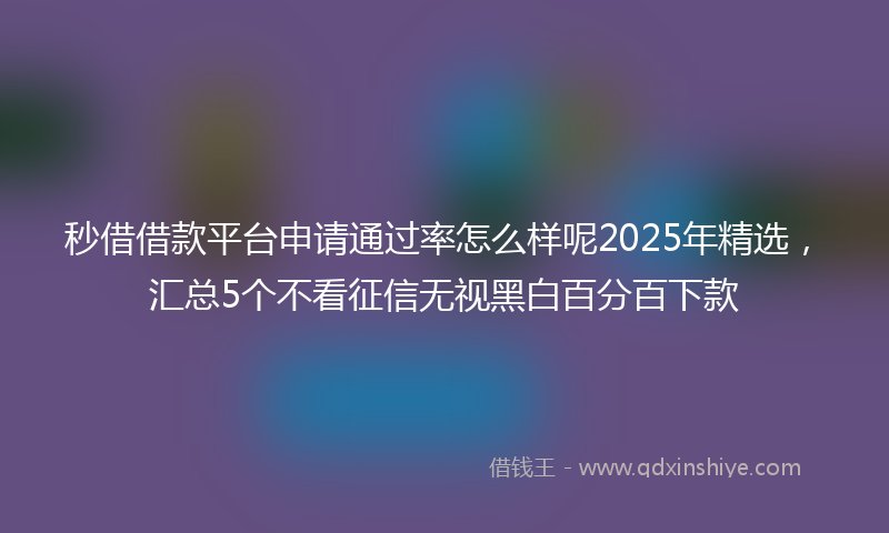 秒借借款平台申请通过率怎么样呢2025年精选，汇总5个不看征信无视黑白百分百下款