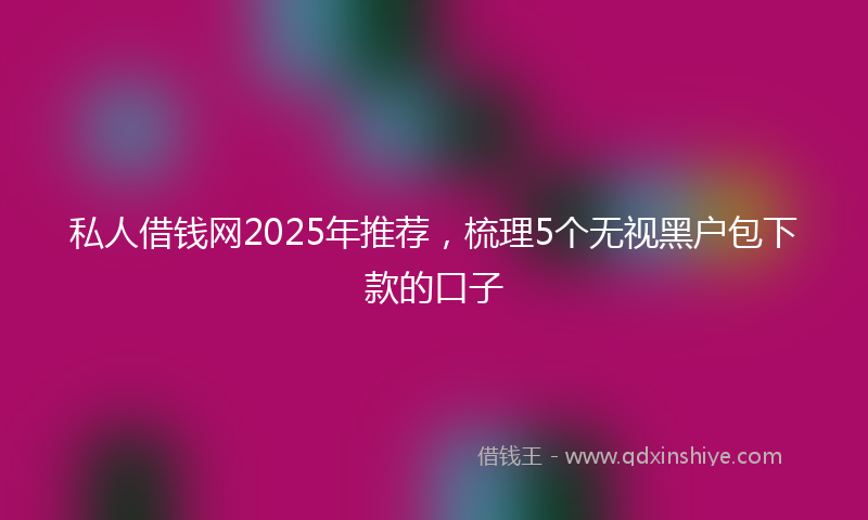 私人借钱网2025年推荐，梳理5个无视黑户包下款的口子