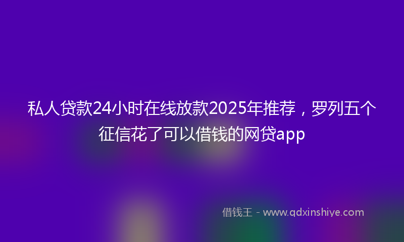 私人贷款24小时在线放款2025年推荐，罗列五个征信花了可以借钱的网贷app