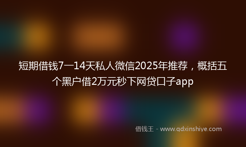 短期借钱7一14天私人微信2025年推荐，概括五个黑户借2万元秒下网贷口子app