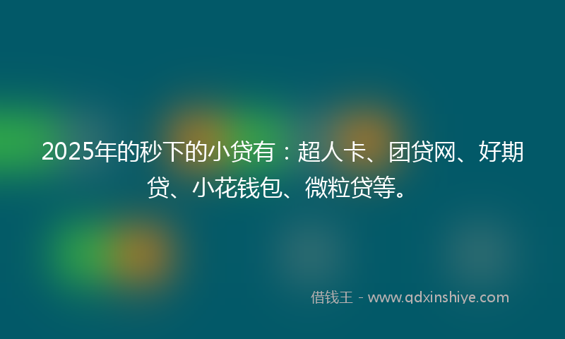 2025年的秒下的小贷有：超人卡、团贷网、好期贷、小花钱包、微粒贷等。