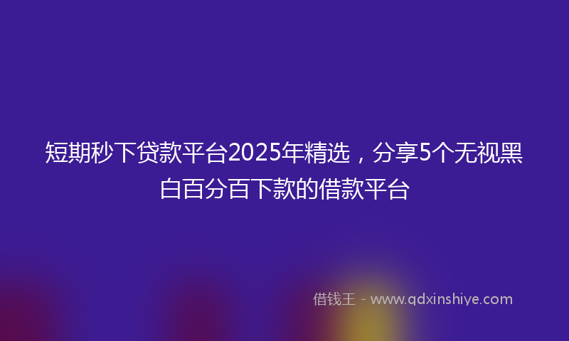 短期秒下贷款平台2025年精选，分享5个无视黑白百分百下款的借款平台