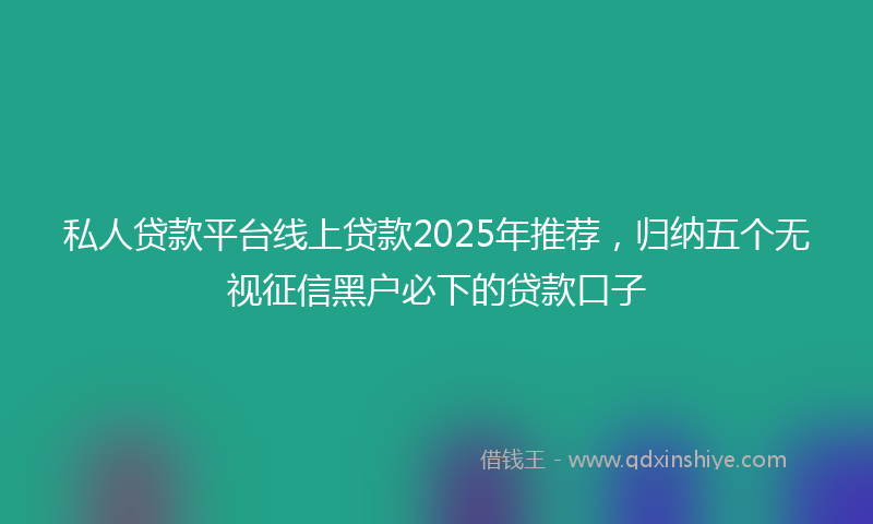 私人贷款平台线上贷款2025年推荐，归纳五个无视征信黑户必下的贷款口子