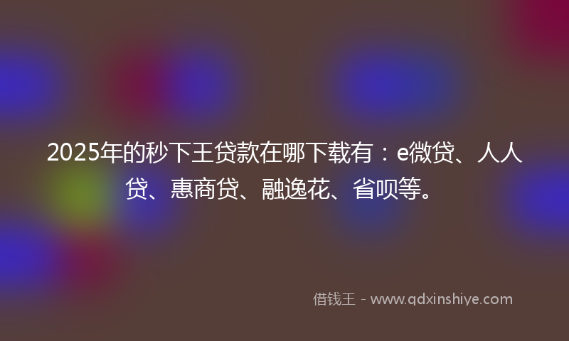 2025年的秒下王贷款在哪下载有：e微贷、人人贷、惠商贷、融逸花、省呗等。
