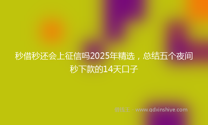 秒借秒还会上征信吗2025年精选，总结五个夜间秒下款的14天口子
