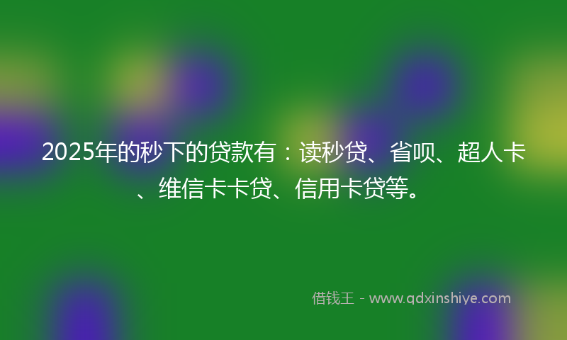 2025年的秒下的贷款有：读秒贷、省呗、超人卡、维信卡卡贷、信用卡贷等。