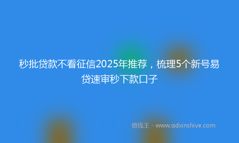 秒批贷款不看征信2025年推荐，梳理5个新号易贷速审秒下款口子