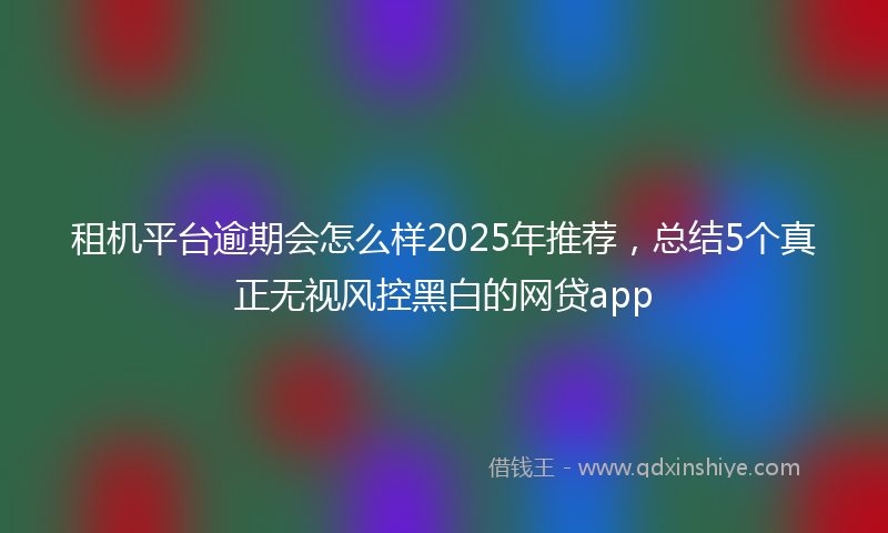 租机平台逾期会怎么样2025年推荐，总结5个真正无视风控黑白的网贷app