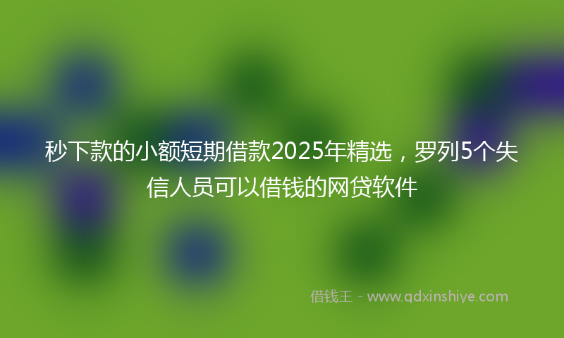 秒下款的小额短期借款2025年精选，罗列5个失信人员可以借钱的网贷软件