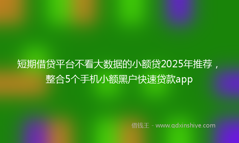 短期借贷平台不看大数据的小额贷2025年推荐，整合5个手机小额黑户快速贷款app