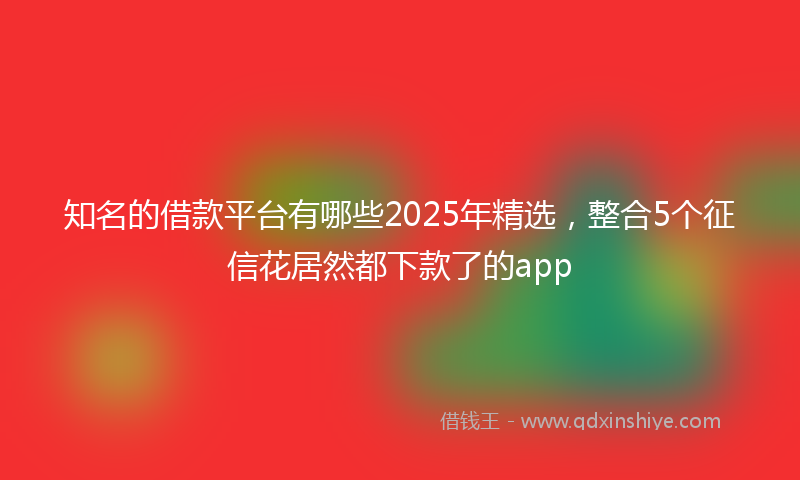 知名的借款平台有哪些2025年精选，整合5个征信花居然都下款了的app
