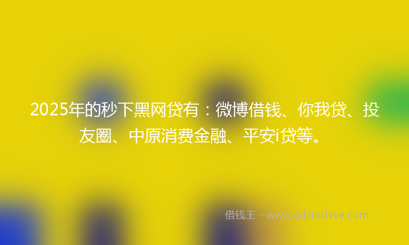 2025年的秒下黑网贷有：微博借钱、你我贷、投友圈、中原消费金融、平安i贷等。