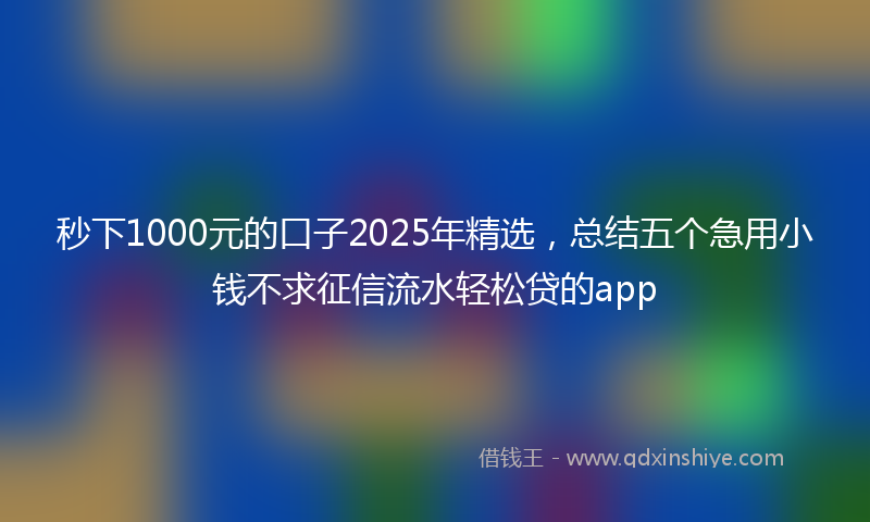 秒下1000元的口子2025年精选，总结五个急用小钱不求征信流水轻松贷的app