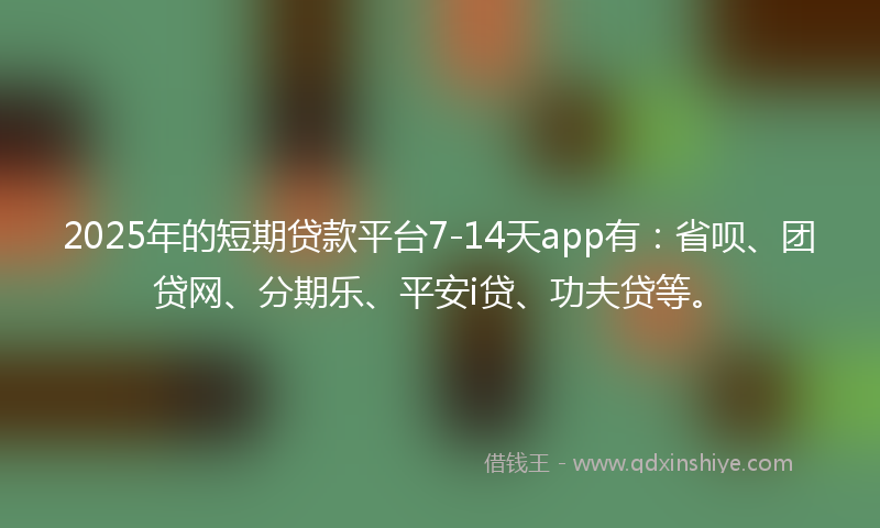 2025年的短期贷款平台7-14天app有:省呗、团贷网、分期乐、平安i贷、功夫贷等。