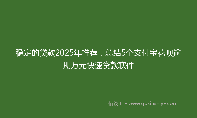 稳定的贷款2025年推荐，总结5个支付宝花呗逾期万元快速贷款软件