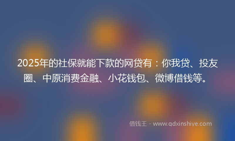 2025年的社保就能下款的网贷有：你我贷、投友圈、中原消费金融、小花钱包、微博借钱等。