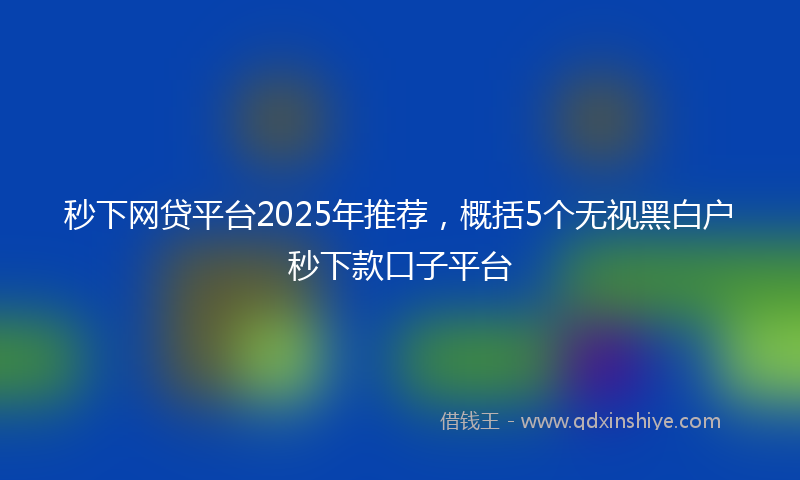 秒下网贷平台2025年推荐，概括5个无视黑白户秒下款口子平台
