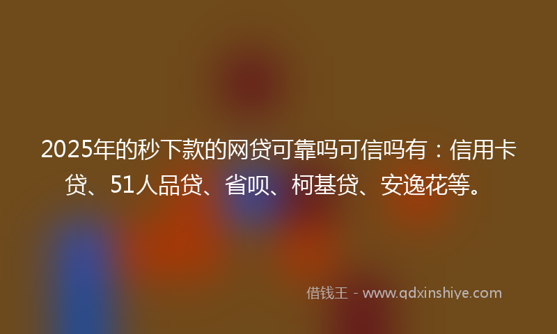 2025年的秒下款的网贷可靠吗可信吗有：信用卡贷、51人品贷、省呗、柯基贷、安逸花等。