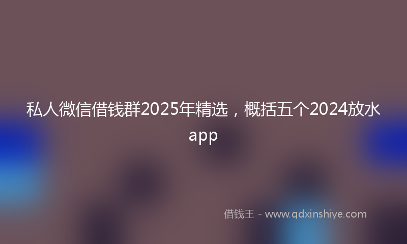 私人微信借钱群2025年精选，概括五个2024放水app