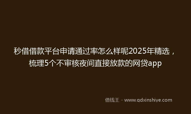 秒借借款平台申请通过率怎么样呢2025年精选，梳理5个不审核夜间直接放款的网贷app