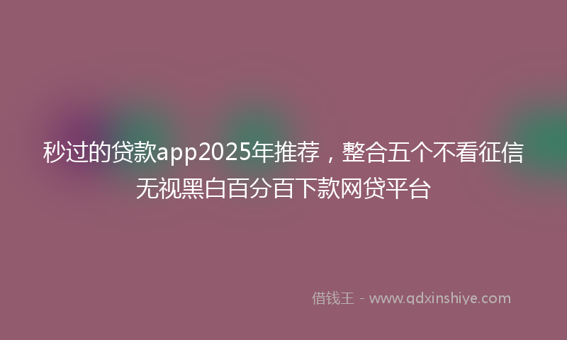 秒过的贷款app2025年推荐，整合五个不看征信无视黑白百分百下款网贷平台