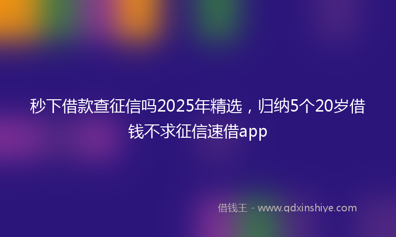 秒下借款查征信吗2025年精选，归纳5个20岁借钱不求征信速借app