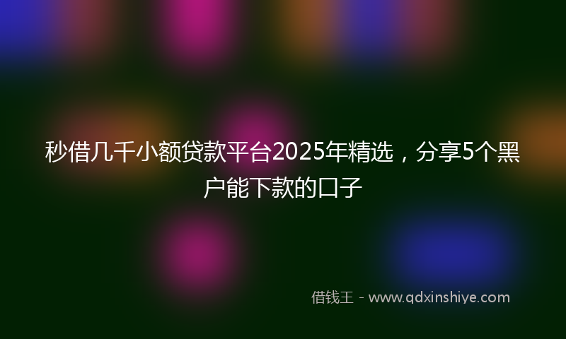 秒借几千小额贷款平台2025年精选，分享5个黑户能下款的口子