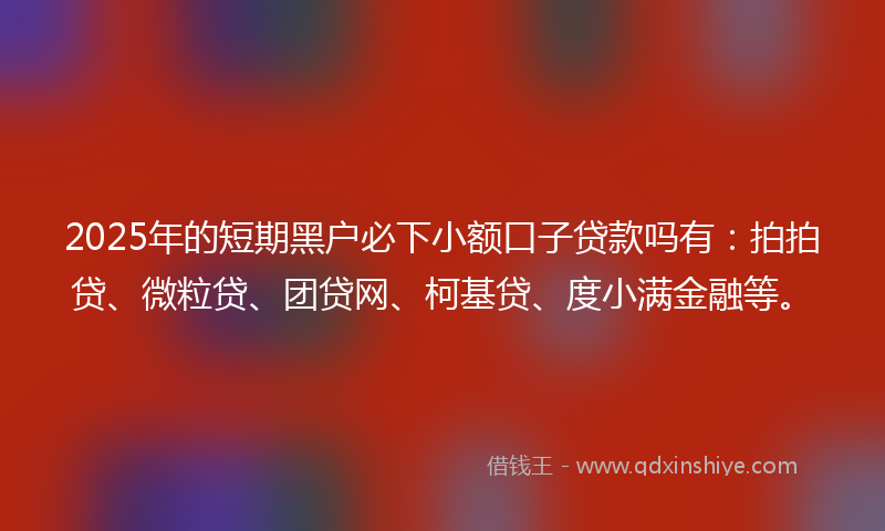 2025年的短期黑户必下小额口子贷款吗有：拍拍贷、微粒贷、团贷网、柯基贷、度小满金融等。