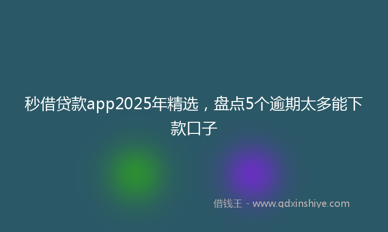 秒借贷款app2025年精选，盘点5个逾期太多能下款口子