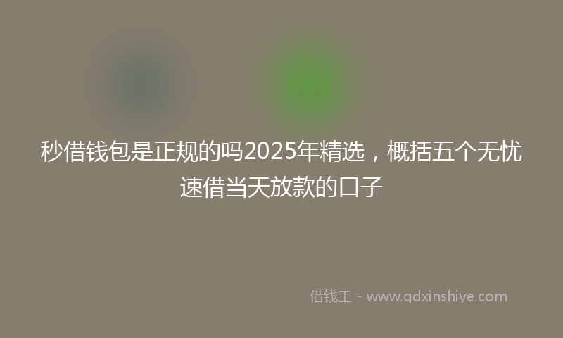 秒借钱包是正规的吗2025年精选，概括五个无忧速借当天放款的口子