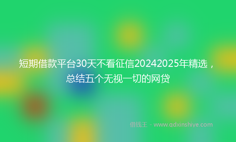 短期借款平台30天不看征信20242025年精选,总结五个无视一切的网贷