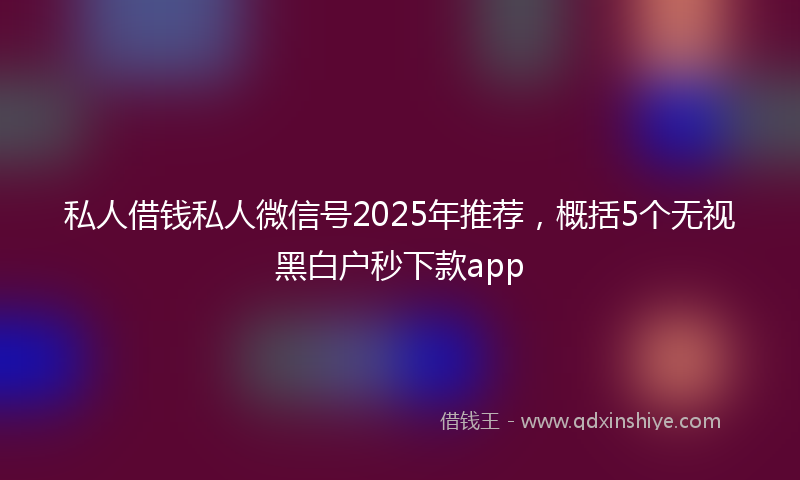 私人借钱私人微信号2025年推荐，概括5个无视黑白户秒下款app