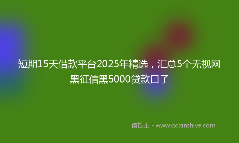 短期15天借款平台2025年精选，汇总5个无视网黑征信黑5000贷款口子