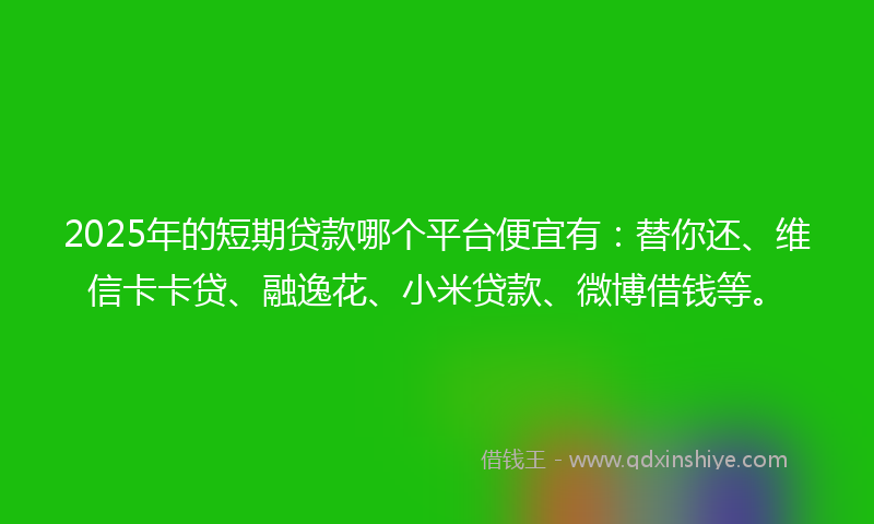 2025年的短期贷款哪个平台便宜有:替你还、维信卡卡贷、融逸花、小米贷款、微博借钱等。