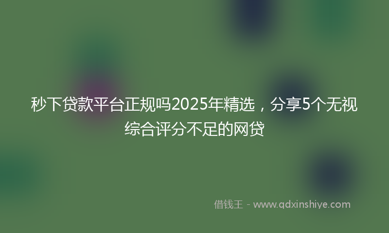 秒下贷款平台正规吗2025年精选，分享5个无视综合评分不足的网贷