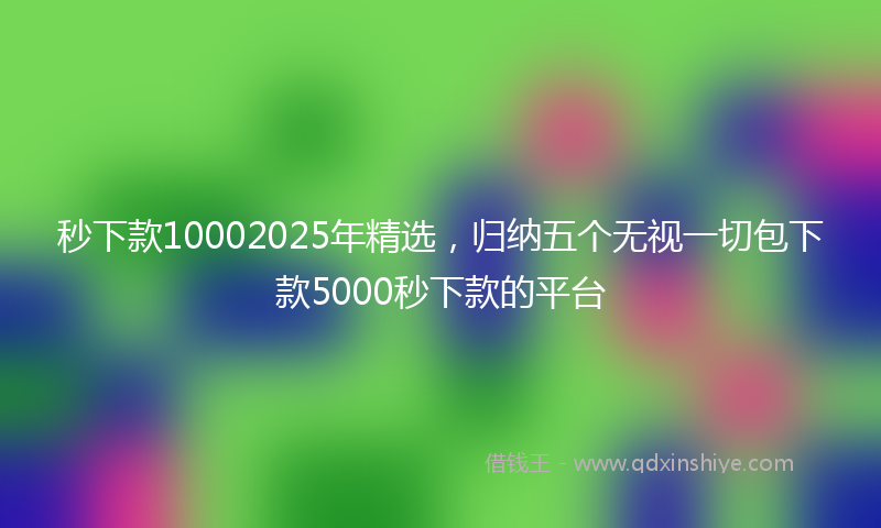 秒下款10002025年精选，归纳五个无视一切包下款5000秒下款的平台