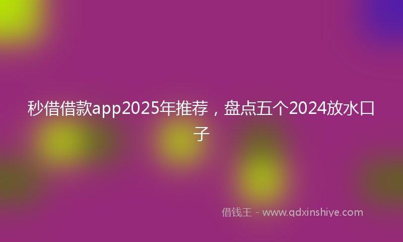秒借借款app2025年推荐，盘点五个2024放水口子