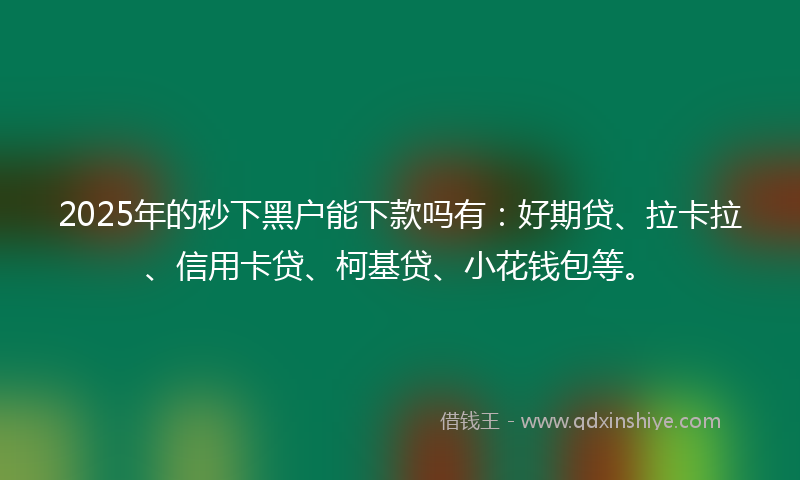 2025年的秒下黑户能下款吗有：好期贷、拉卡拉、信用卡贷、柯基贷、小花钱包等。