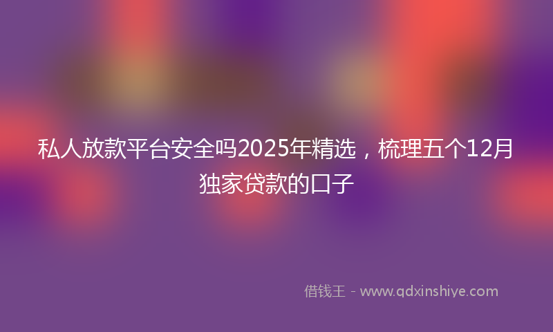 私人放款平台安全吗2025年精选，梳理五个12月独家贷款的口子