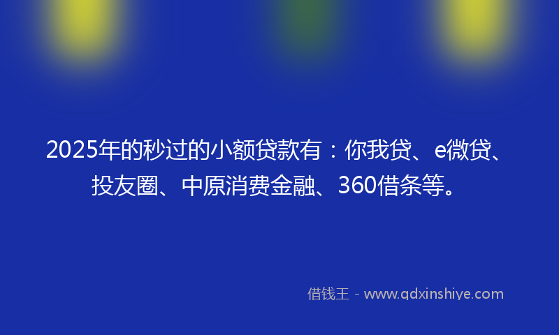 2025年的秒过的小额贷款有：你我贷、e微贷、投友圈、中原消费金融、360借条等。