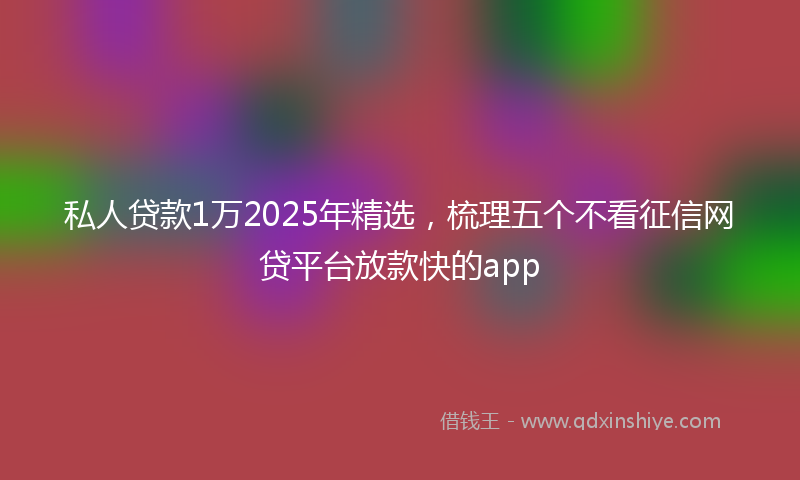 私人贷款1万2025年精选，梳理五个不看征信网贷平台放款快的app