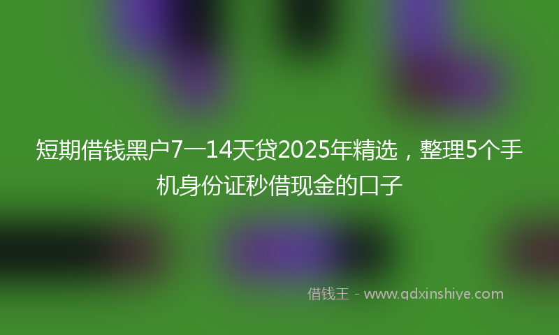 短期借钱黑户7一14天贷2025年精选，整理5个手机身份证秒借现金的口子